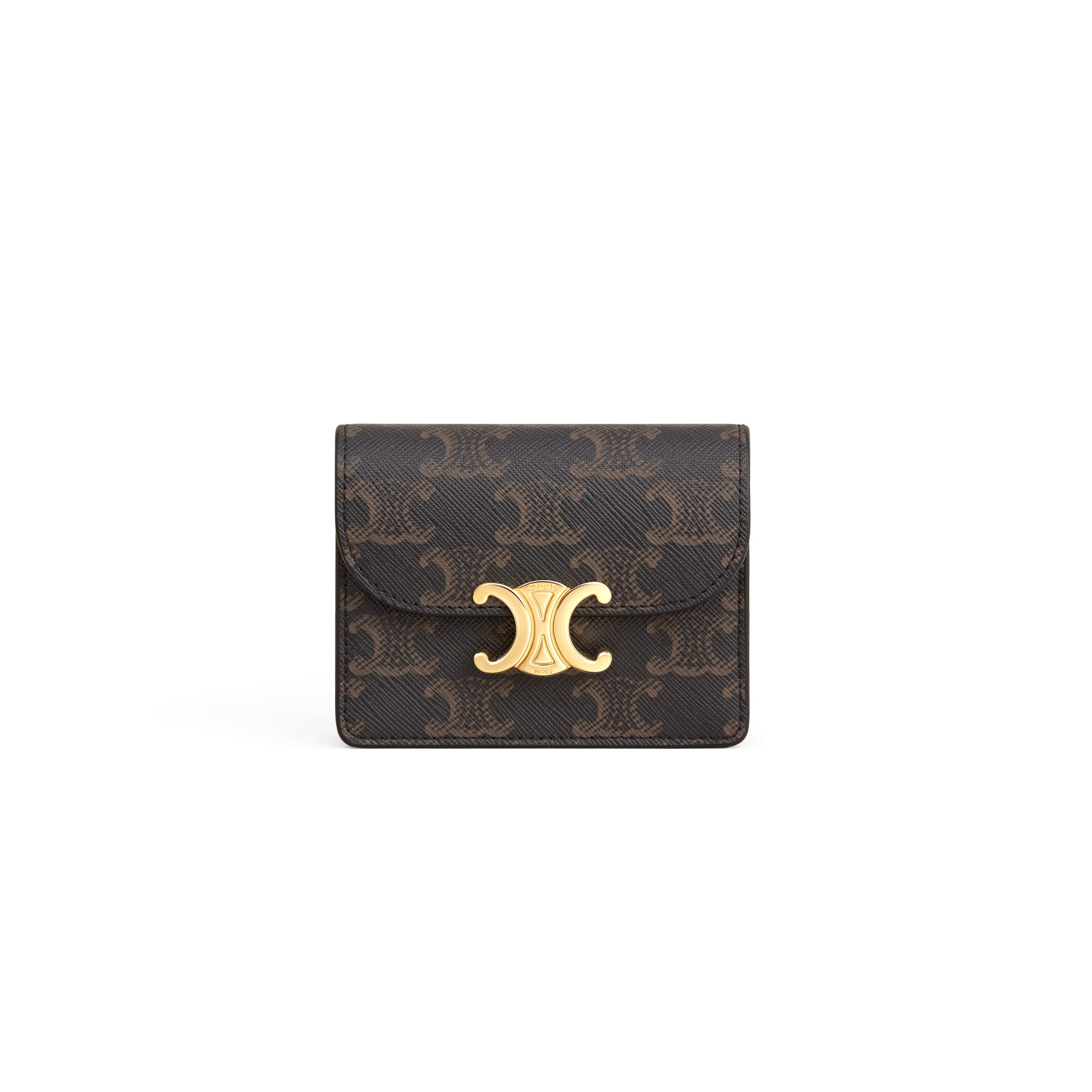 CELINE BUSINESS CARD HOLDER TRIOMPHE IN TRIOMPHE CANVAS AND LAMBSKIN 10N062DB7.04LU (10.5*8.5*3cm)